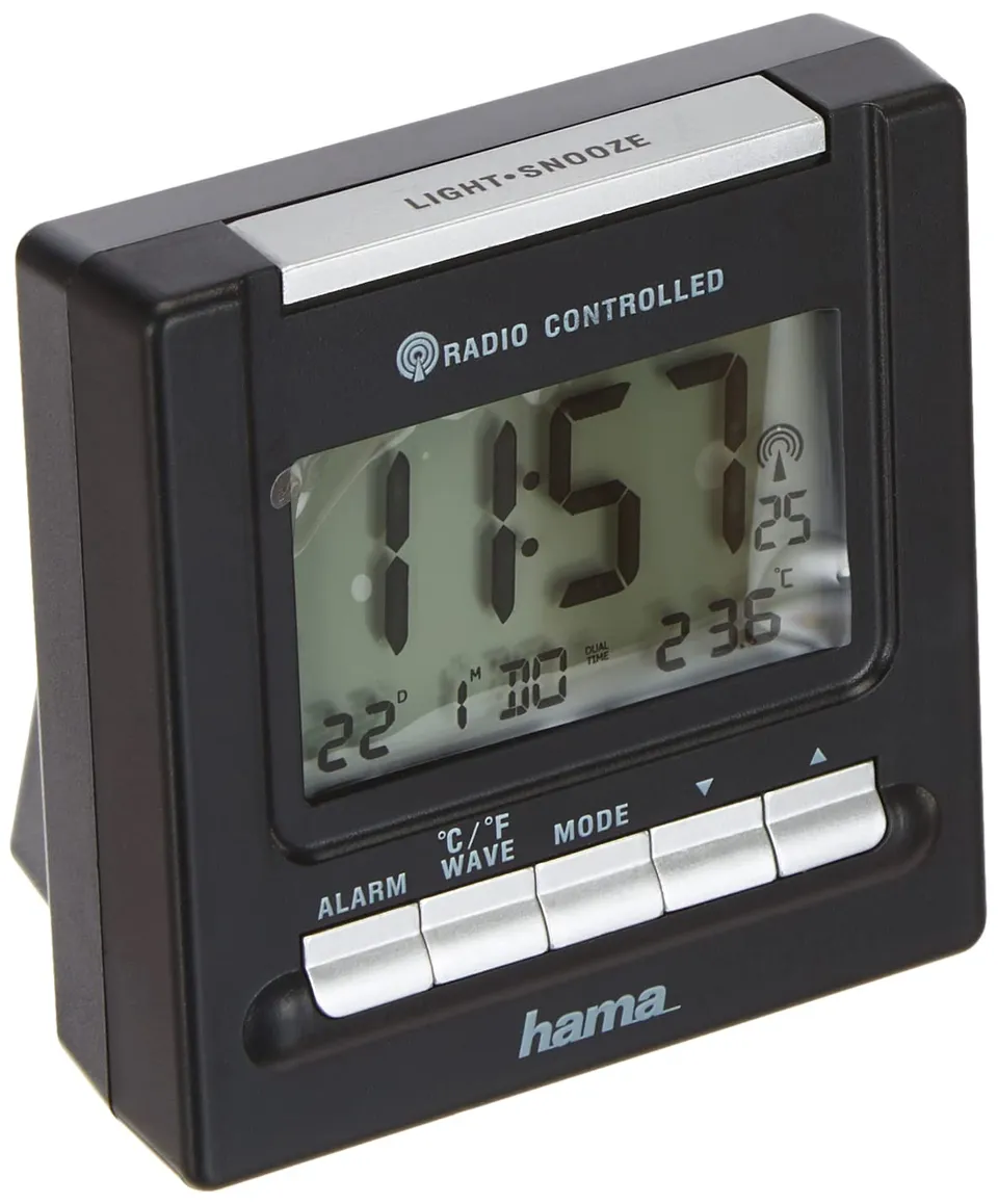 hama-reise-funk-wecker-rc200-mit-thermometer-und-hintergrundbeleuchtung image 1