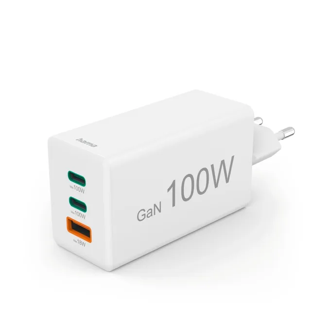 hama-usb-schnellladeger-t-100w-gan-2x-usb-c-1x-usb-a-power-delivery-quick-charge image 1