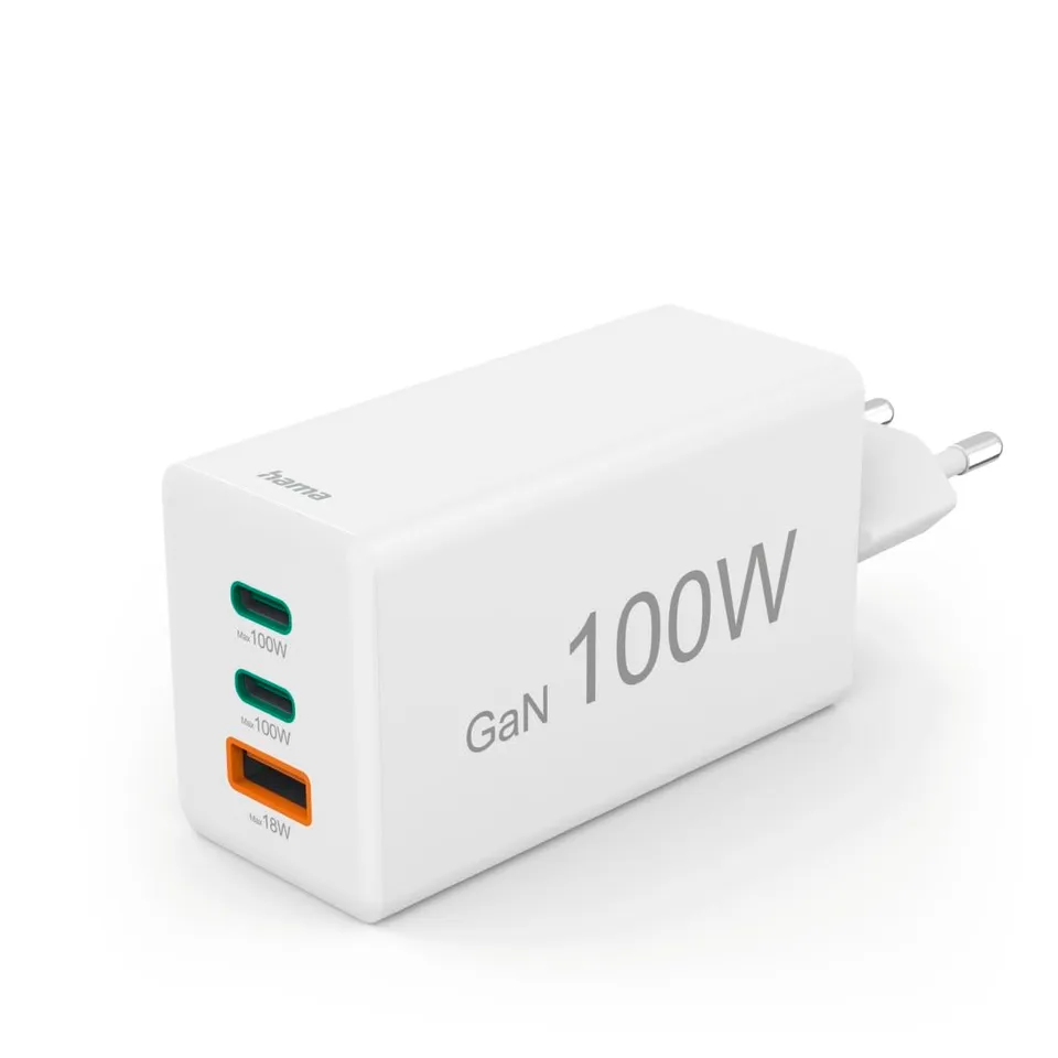 hama-usb-schnellladeger-t-100w-gan-2x-usb-c-1x-usb-a-power-delivery-quick-charge image 1