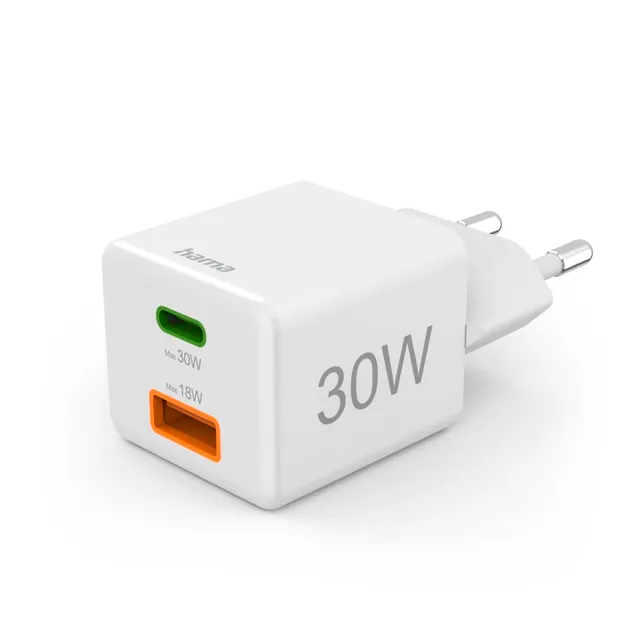 hama-30w-usb-c-usb-a-schnellladeger-t-mit-power-delivery-quick-charge-3-0-mini-n image 1