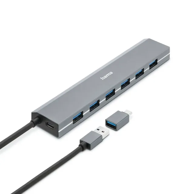 hama-usb-hub-7-ports-mit-netzteil-usb-a-und-usb-c-adapter-aluminium-schwarz image 1
