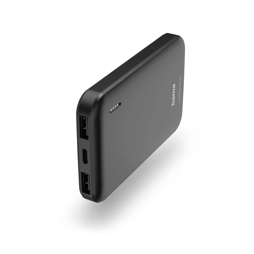 hama-powerbank-pocket-5-5000mah-2x-usb-a-usb-c-eingang-led-anzeige-tragbares-lad image 1