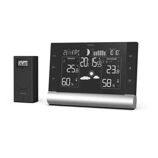 hama-funk-wetterstation-mit-au-ensensor-wettervorhersage-dcf-xxl-display-schwarz image 1