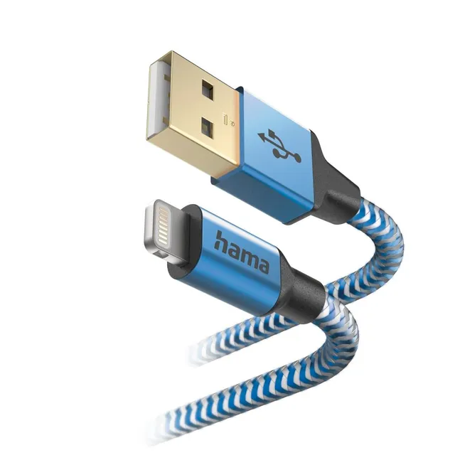 hama-reflective-ladekabel-usb-a-auf-lightning-mfi-nylon-1-5m-blau image 1