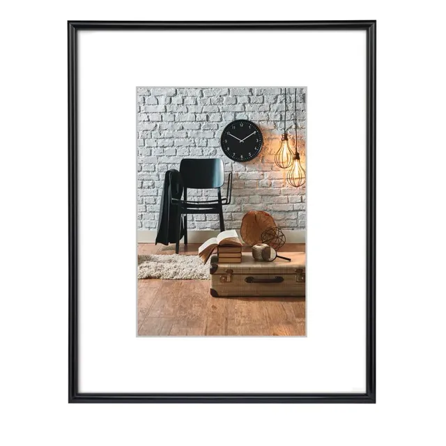 hama-kunststoffrahmen-sevilla-schwarz-din-a4-21-x-29-7-cm-mit-passepartout image 1