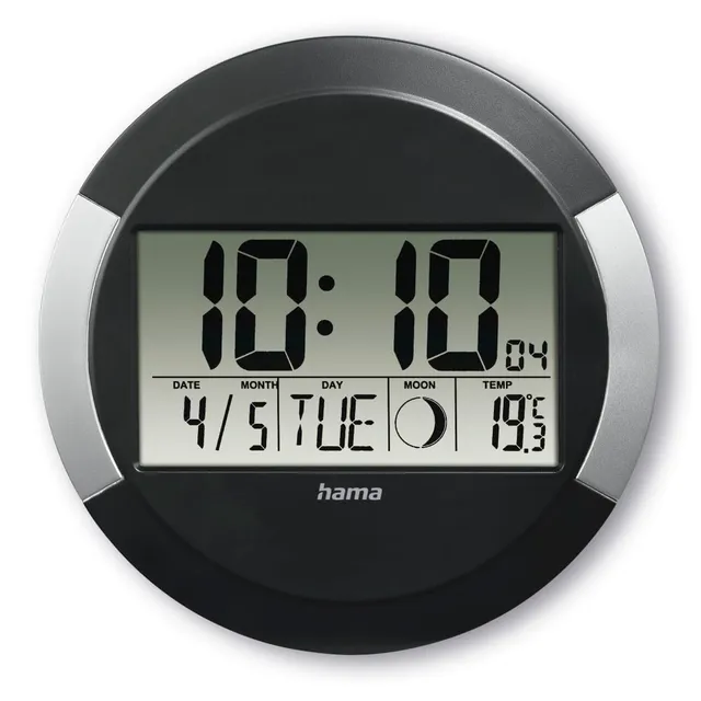 hama-dcf-funkwanduhr-pp-245-schwarz-24-5-cm-digital-mit-kalender-und-thermometer image 1