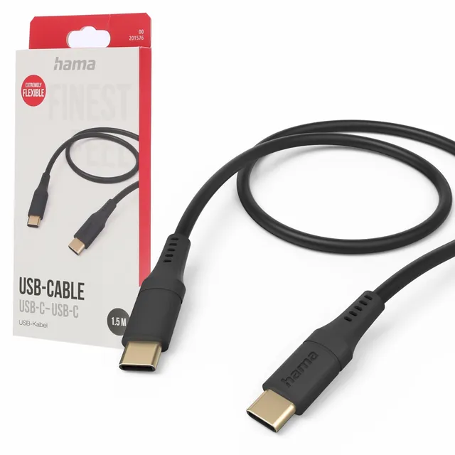 hama-flexible-usb-c-auf-usb-c-ladekabel-silikon-1-5-m-schnellladung-vergoldete-s image 1