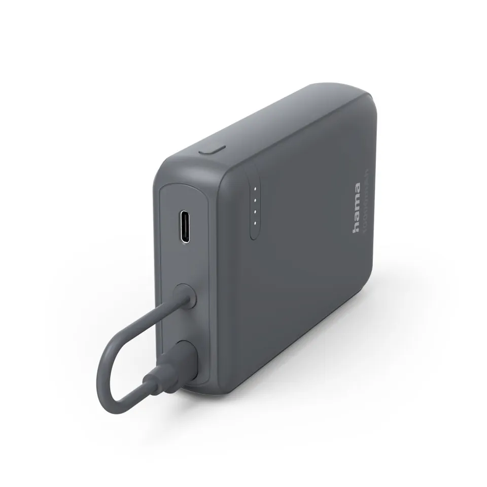hama-power-pack-10000-mah-mit-festem-usb-c-kabel-powerbank-2x-usb-c-ausgang-led- image 1