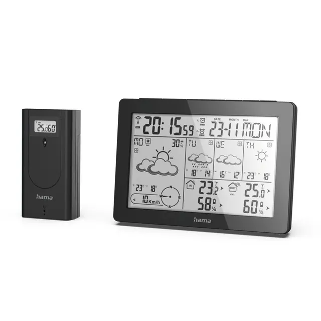 hama-profi-wetterstation-mit-au-ensensor-wettervorhersage-temperatur-luftfeuchti image 1