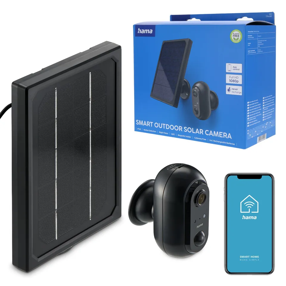 hama-berwachungskamera-outdoor-mit-akku-solar-wlan-fullhd-nachtsicht-schwarz image 1