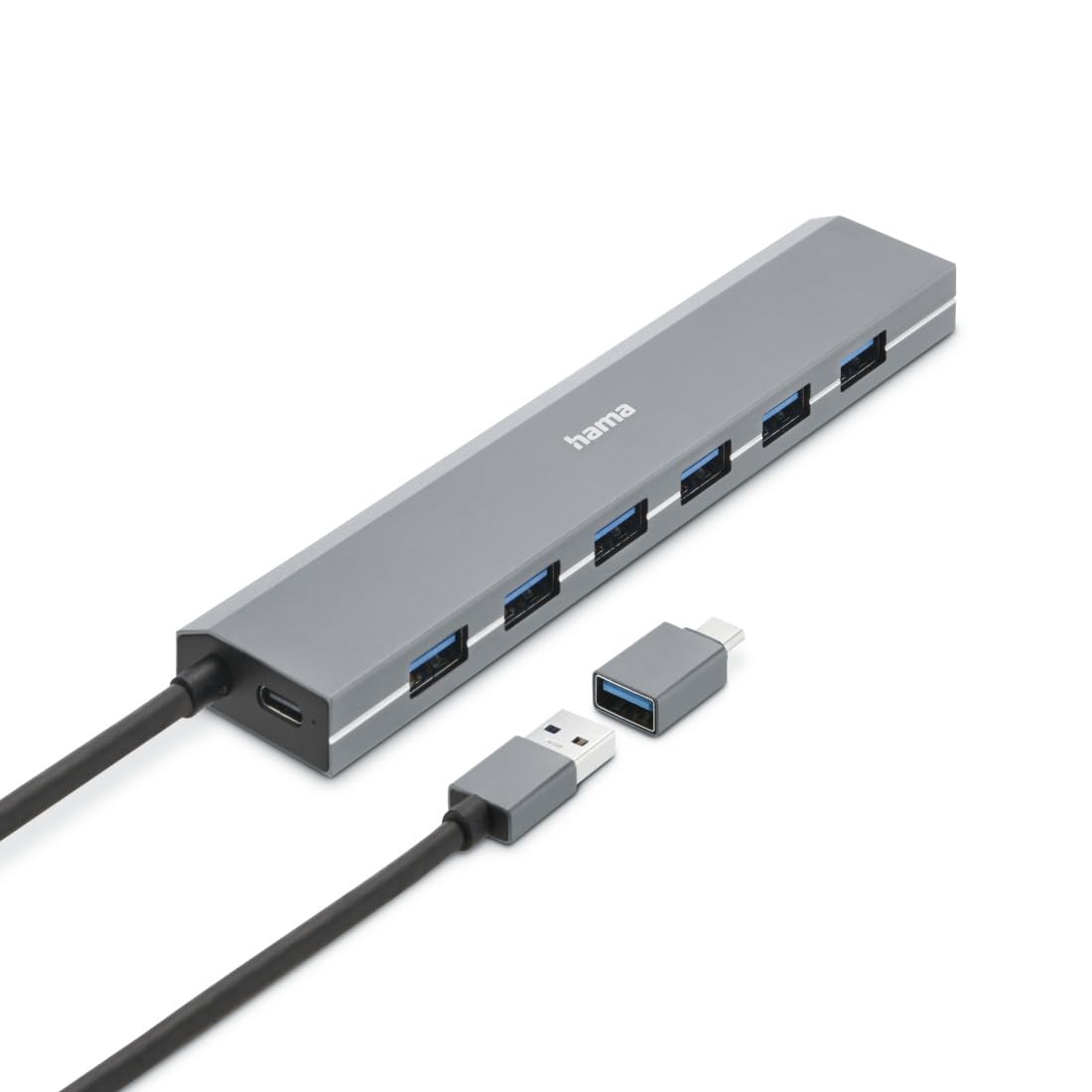 hama-usb-hub-7-ports-mit-netzteil-usb-a-und-usb-c-adapter-aluminium-schwarz image 1