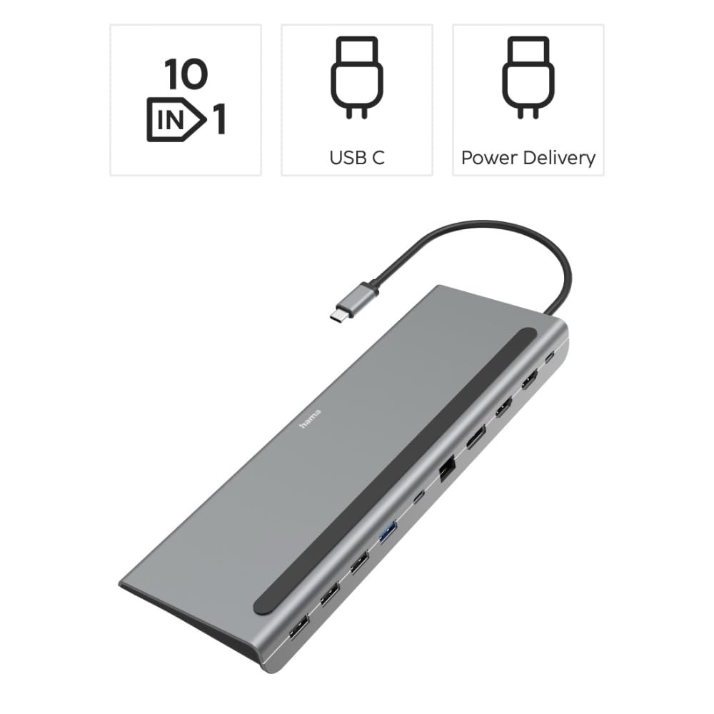 hama-connect2office-pro-usb-c-dockingstation-10-in-1-mit-laptop-st-nder-4k-hdmi- image 2