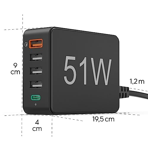 hama-usb-ladestation-5-port-51w-multi-ladeger-t-mit-usb-c-pd-qc-3-0-inkl-1-2m-ka image 7