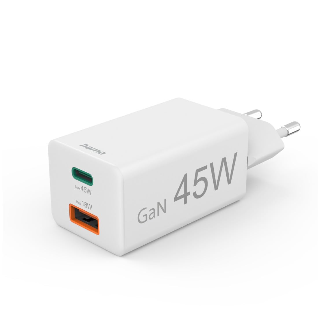 hama-45w-gan-schnellladeger-t-usb-c-usb-a-power-delivery-quick-charge-3-0-kompak image 1