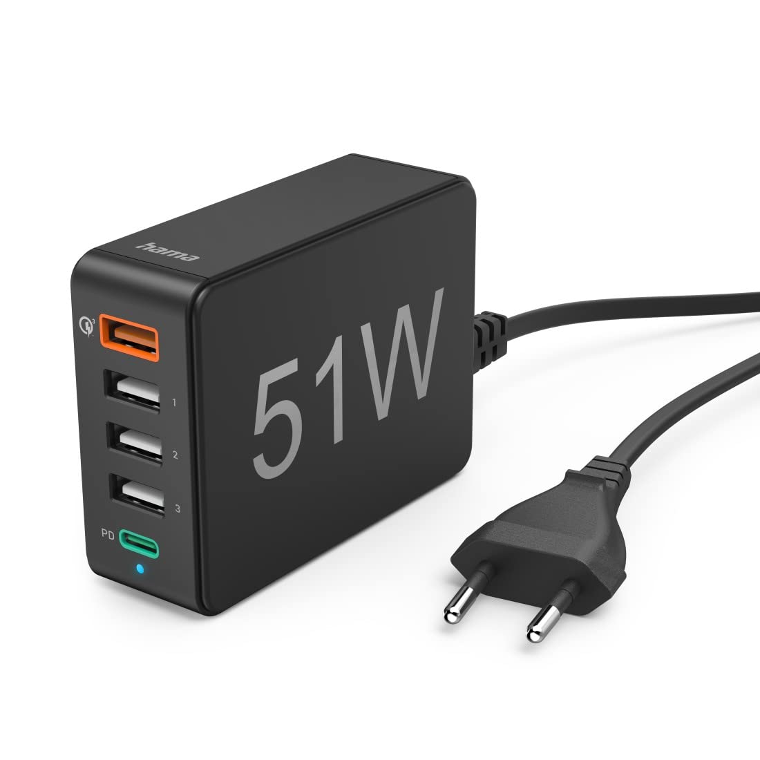 hama-usb-ladestation-5-port-51w-multi-ladeger-t-mit-usb-c-pd-qc-3-0-inkl-1-2m-ka image 1