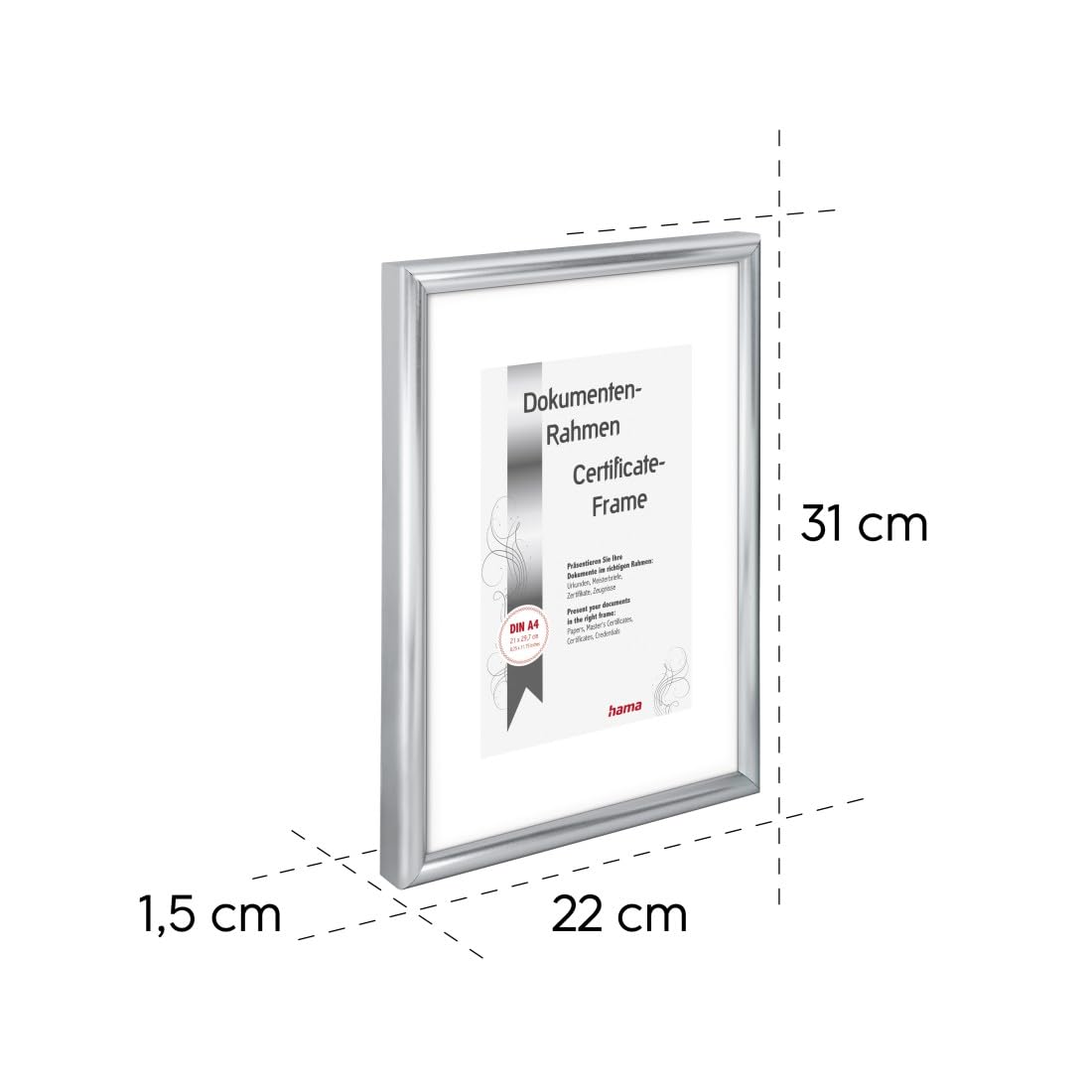 hama-bilderrahmen-sevilla-din-a4-21-x-29-7-cm-mit-passepartout-silber-bruchsiche image 2