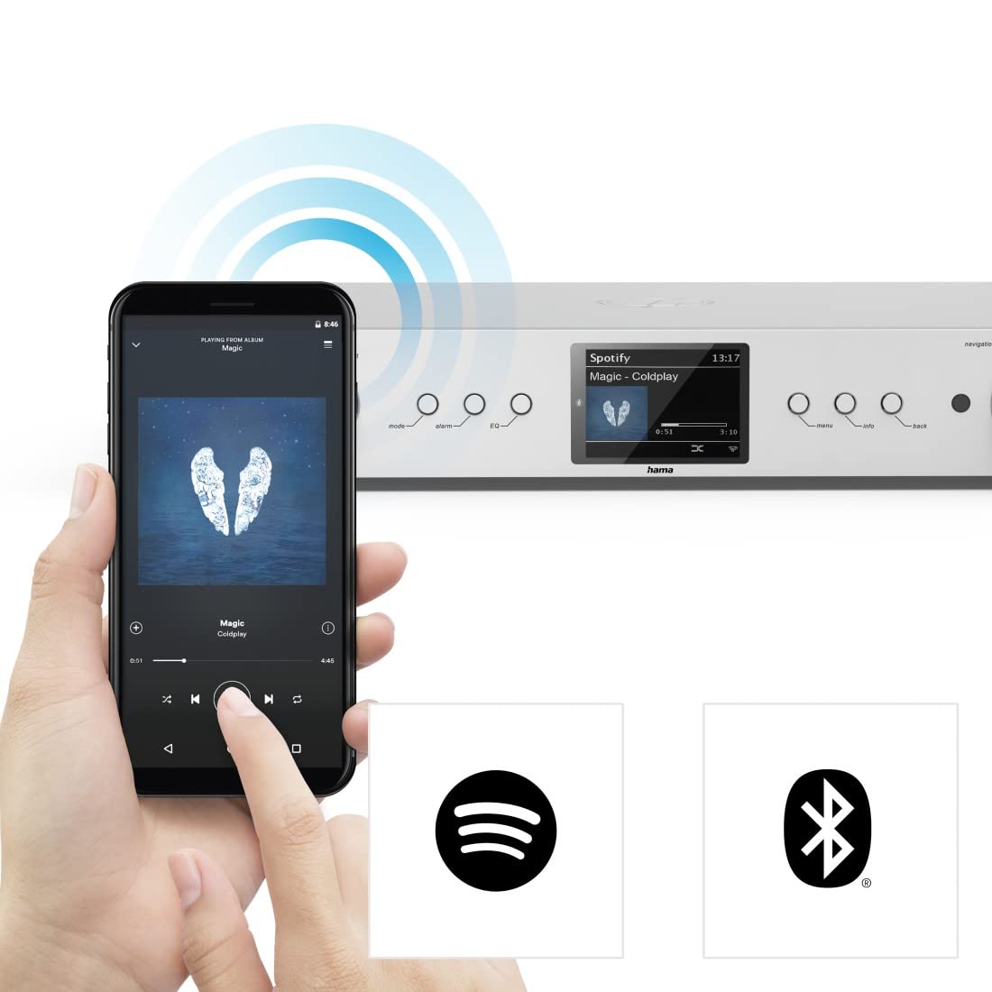hama-dit2105sbtx-hifi-dab-internetradio-bluetooth-spotify-amazon-music-silber image 3