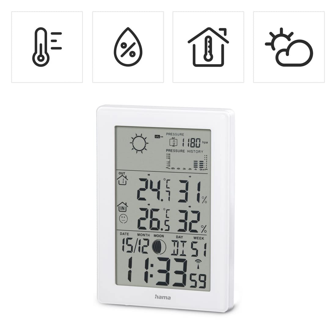 hama-ews-3200-wetterstation-mit-dcf-funkuhr-au-entemperatur-und-luftfeuchtigkeit image 2