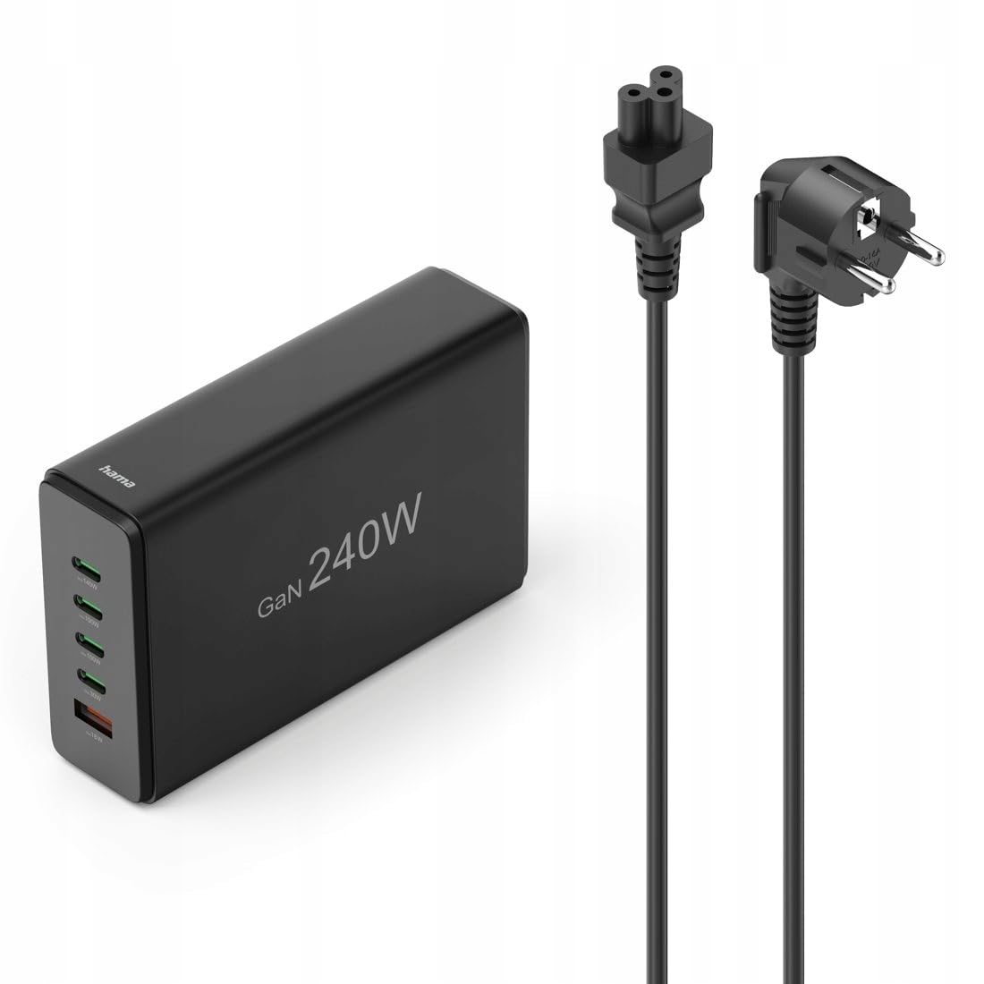 hama-240w-gan-ladestation-mit-5-ports-4x-usb-c-1x-usb-a-pd-3-0-qc-3-0-kompatibel image 3