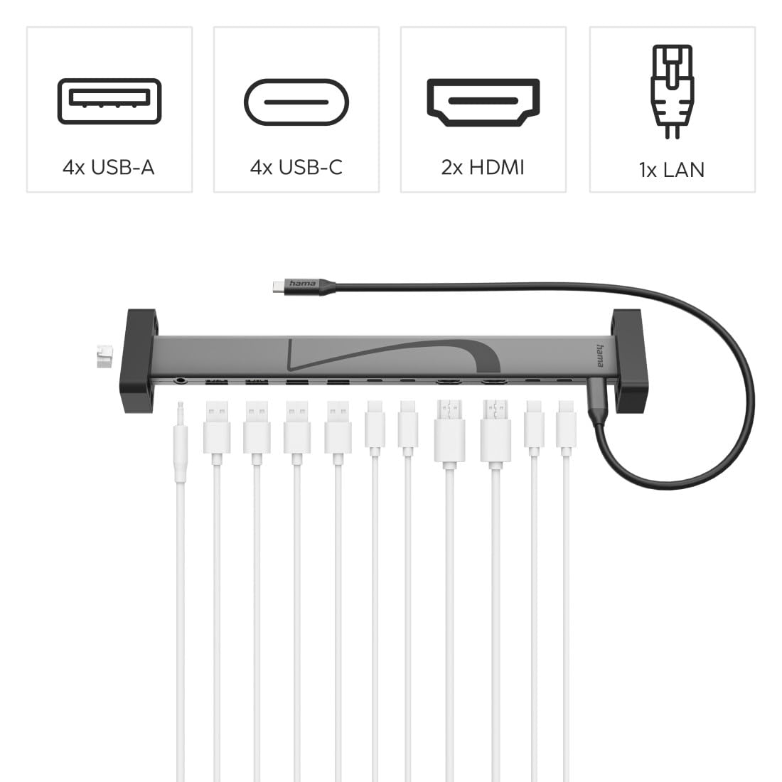 hama-connect2office-work-usb-c-dockingstation-12-ports-4x-usb-a-2x-usb-c-2x-hdmi image 3