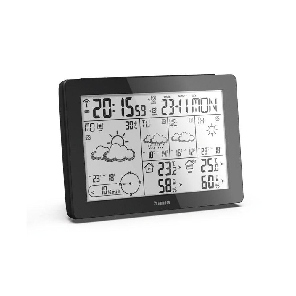 hama-profi-wetterstation-mit-au-ensensor-wettervorhersage-temperatur-luftfeuchti image 2