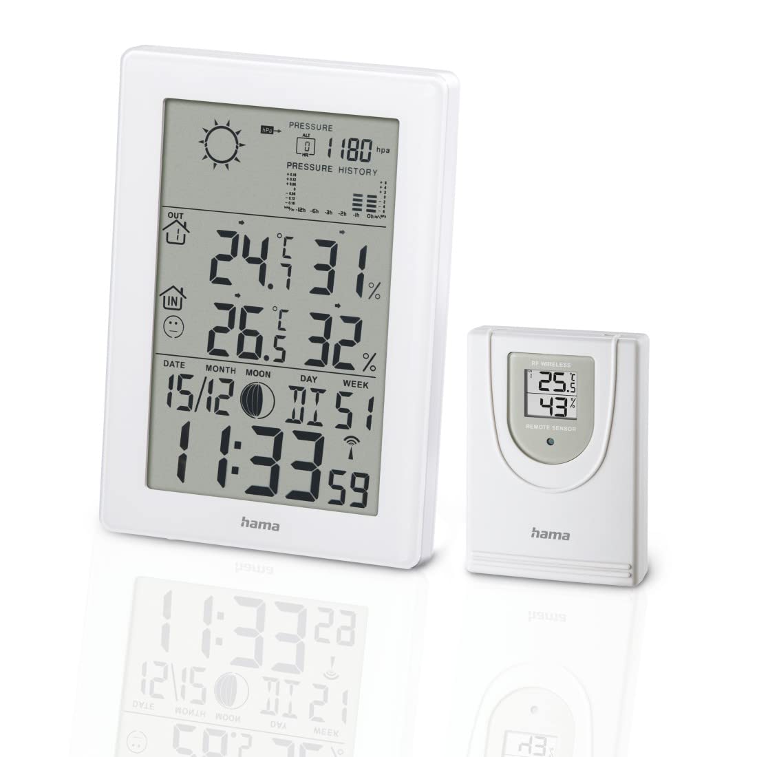 hama-ews-3200-wetterstation-mit-dcf-funkuhr-au-entemperatur-und-luftfeuchtigkeit image 1