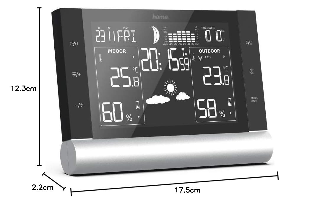 hama-funk-wetterstation-mit-au-ensensor-wettervorhersage-dcf-xxl-display-schwarz image 5