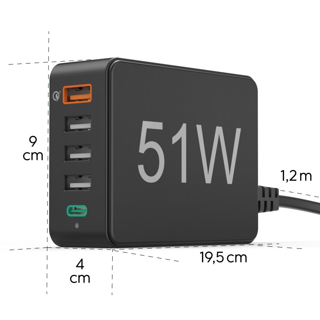 hama-usb-ladestation-5-port-51w-multi-ladeger-t-mit-usb-c-pd-qc-3-0-inkl-1-2m-ka image 3