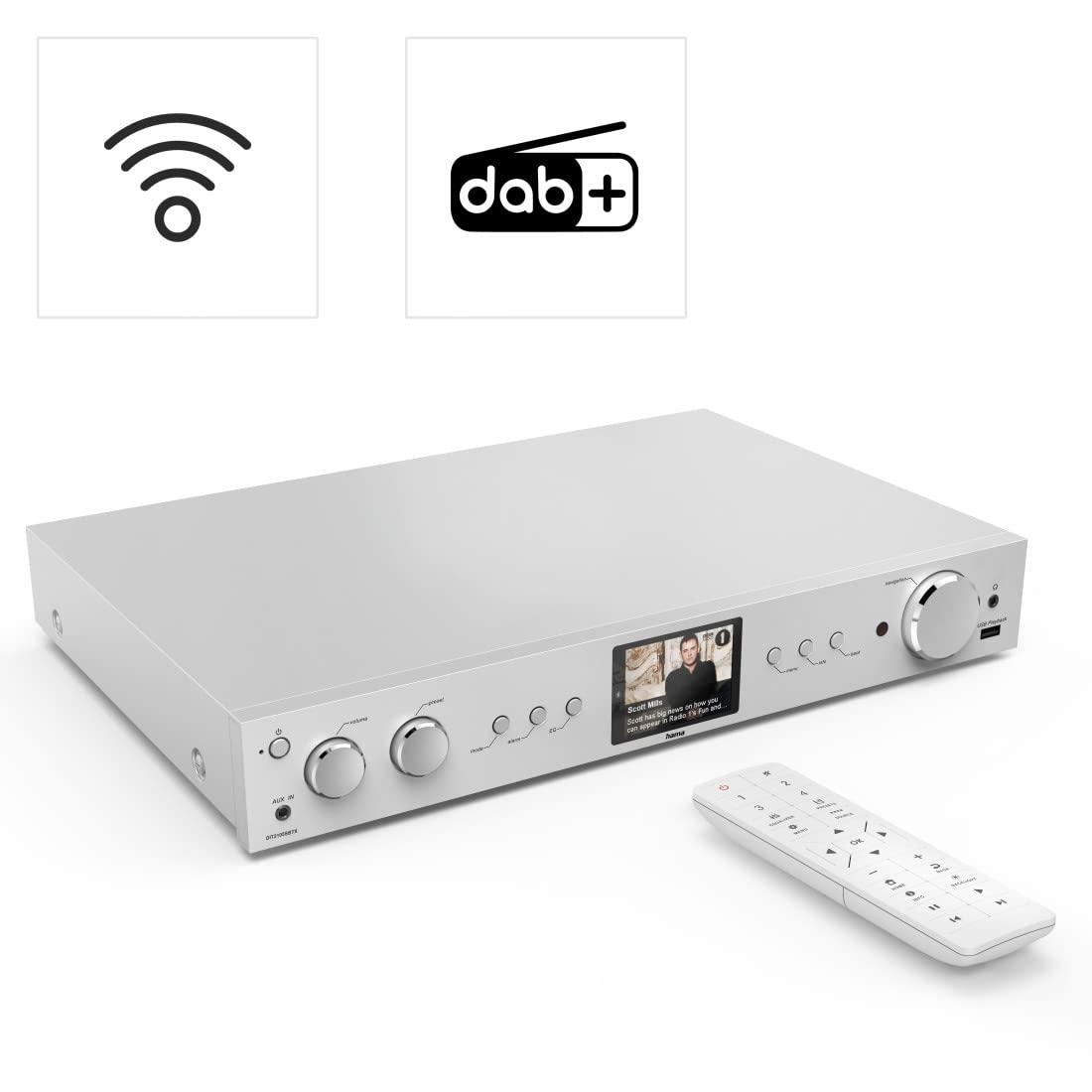 hama-dit2105sbtx-hifi-dab-internetradio-bluetooth-spotify-amazon-music-silber image 2