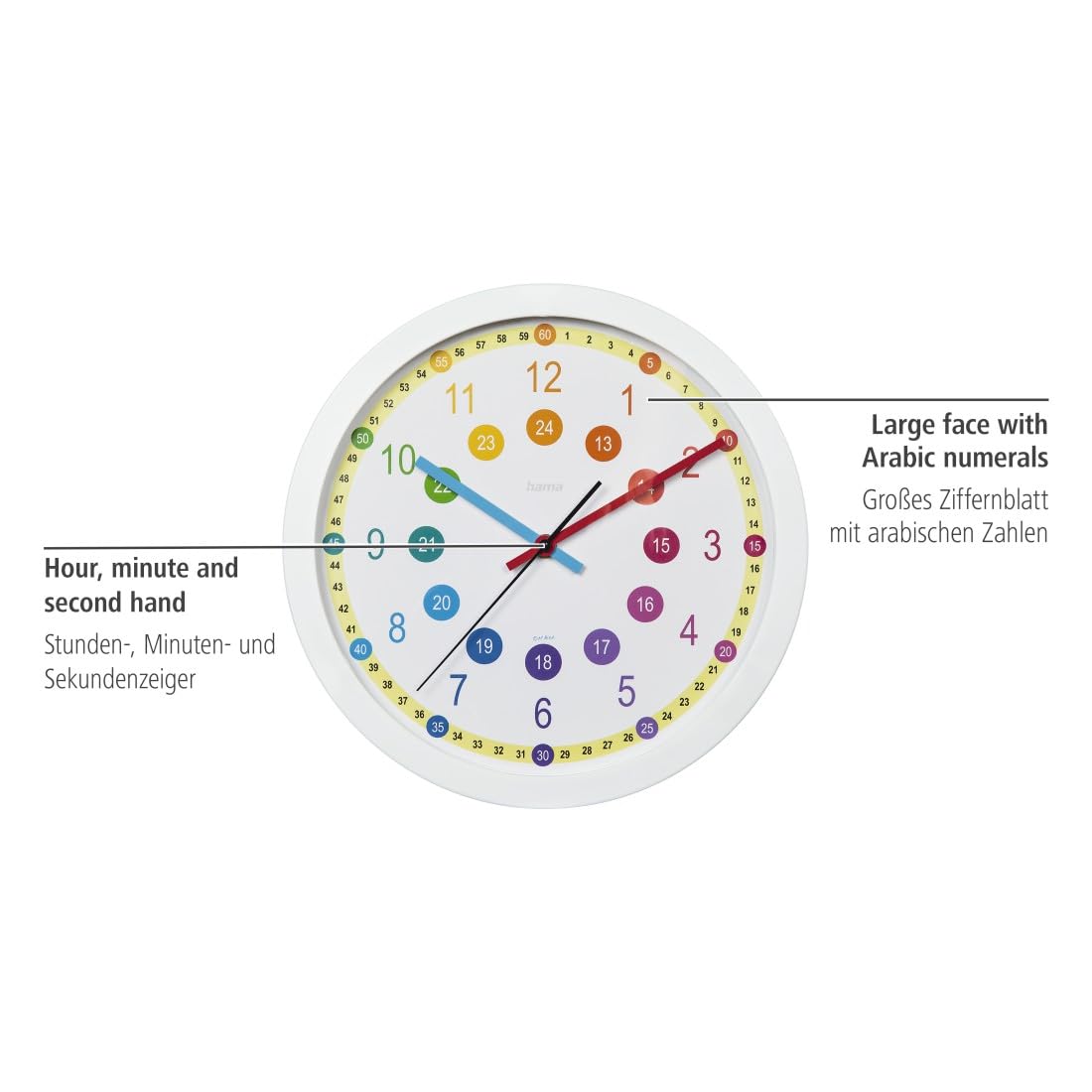 hama-wanduhr-easy-learning-f-r-kinder-30-cm-durchmesser-ger-uscharm-montessori-s image 4