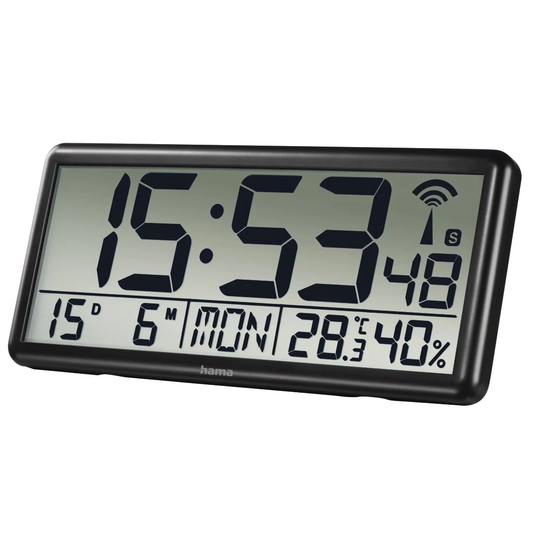 hama-jumbo-xxl-funk-wanduhr-digitale-funkuhr-mit-thermometer-und-hygrometer-datu image 2