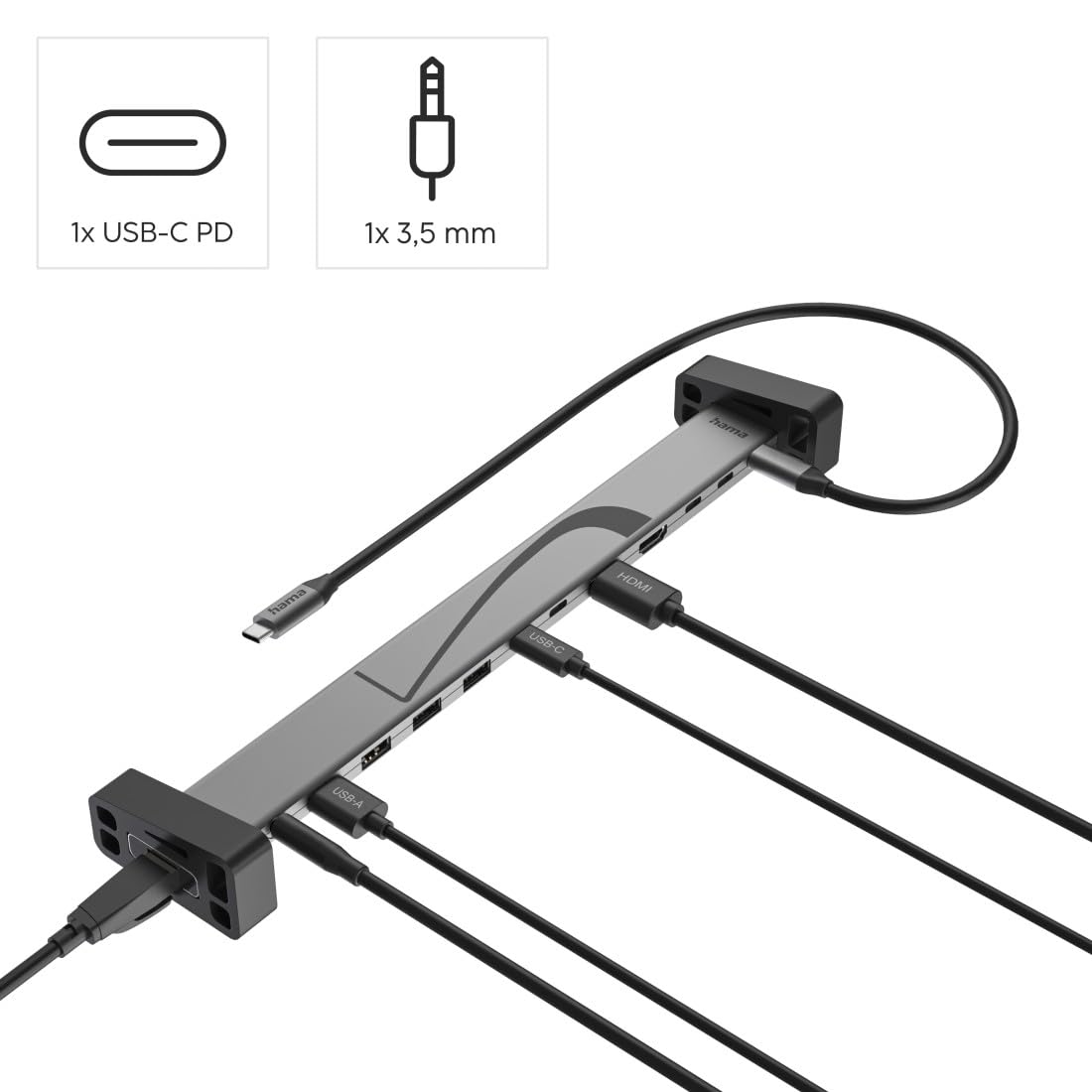 hama-connect2office-work-usb-c-dockingstation-12-ports-4x-usb-a-2x-usb-c-2x-hdmi image 2