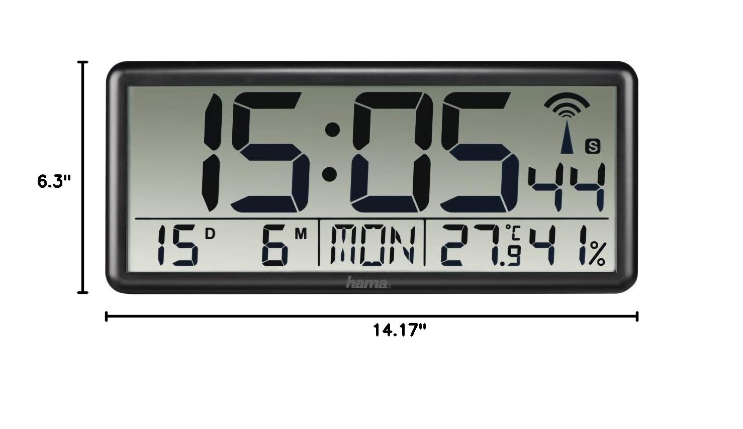 hama-jumbo-xxl-funk-wanduhr-digitale-funkuhr-mit-thermometer-und-hygrometer-datu image 4