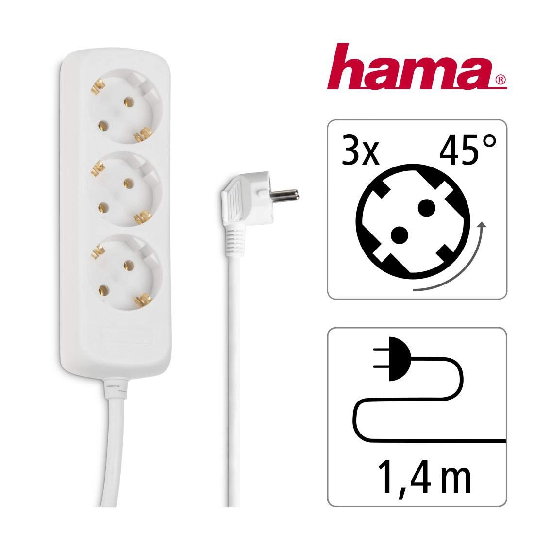 hama-steckdosenleiste-3-fach-mehrfachsteckdose-ohne-schalter-steckerleiste-1-4m- image 2
