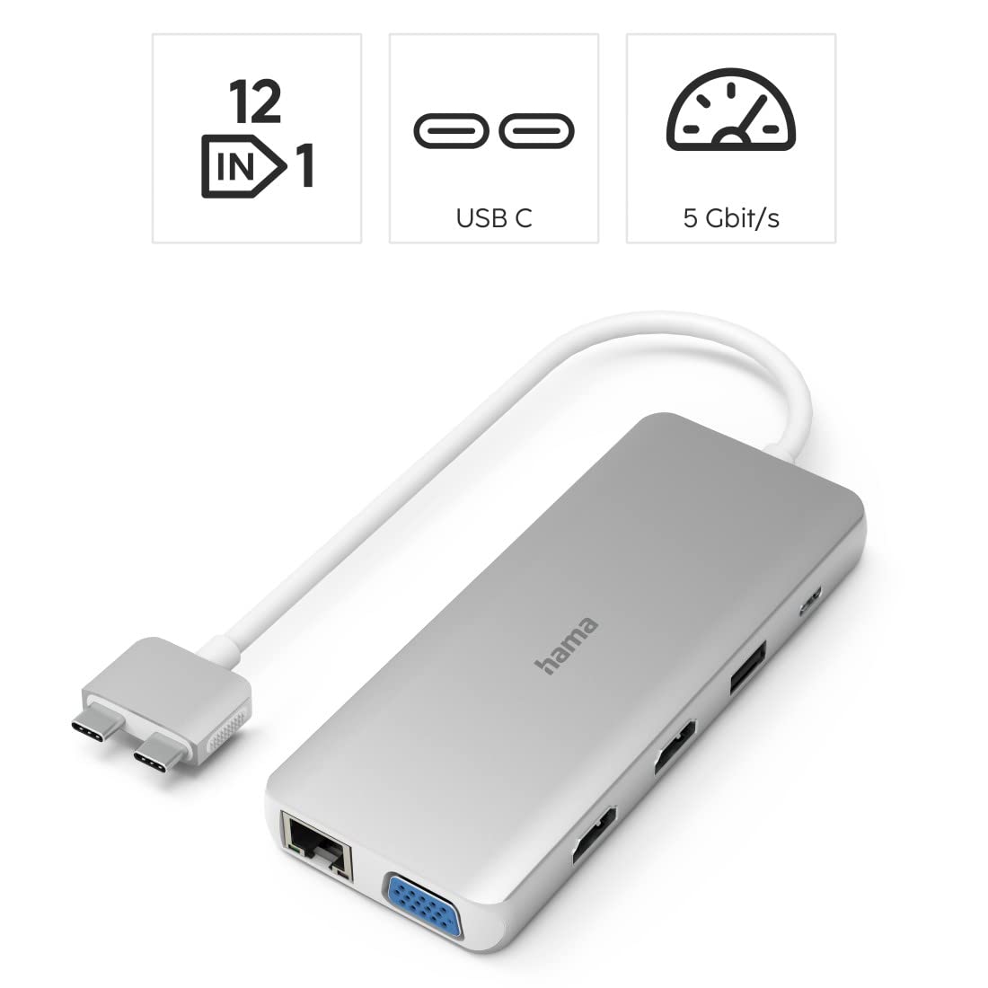 hama-connect2mac-usb-c-docking-station-12-in-2-f-r-macbook-pro-air-2x-hdmi-vga-u image 2