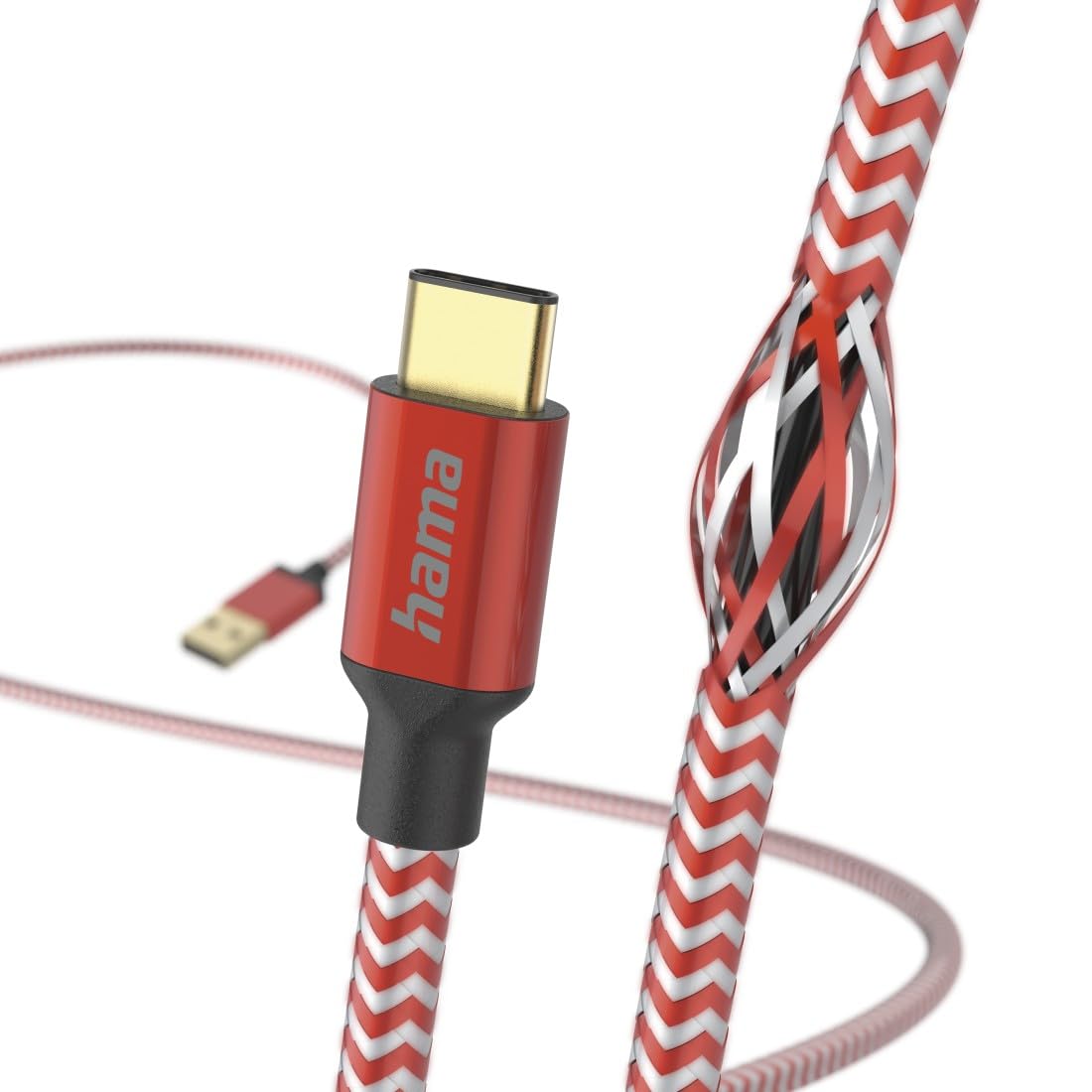 hama-reflective-usb-a-auf-usb-c-ladekabel-nylon-1-5-m-rot image 3