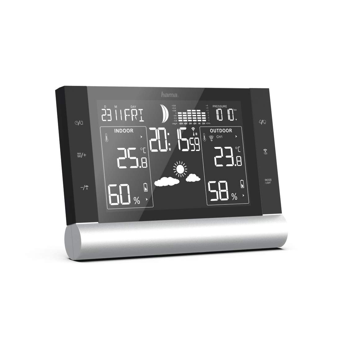 hama-funk-wetterstation-mit-au-ensensor-wettervorhersage-dcf-xxl-display-schwarz image 2