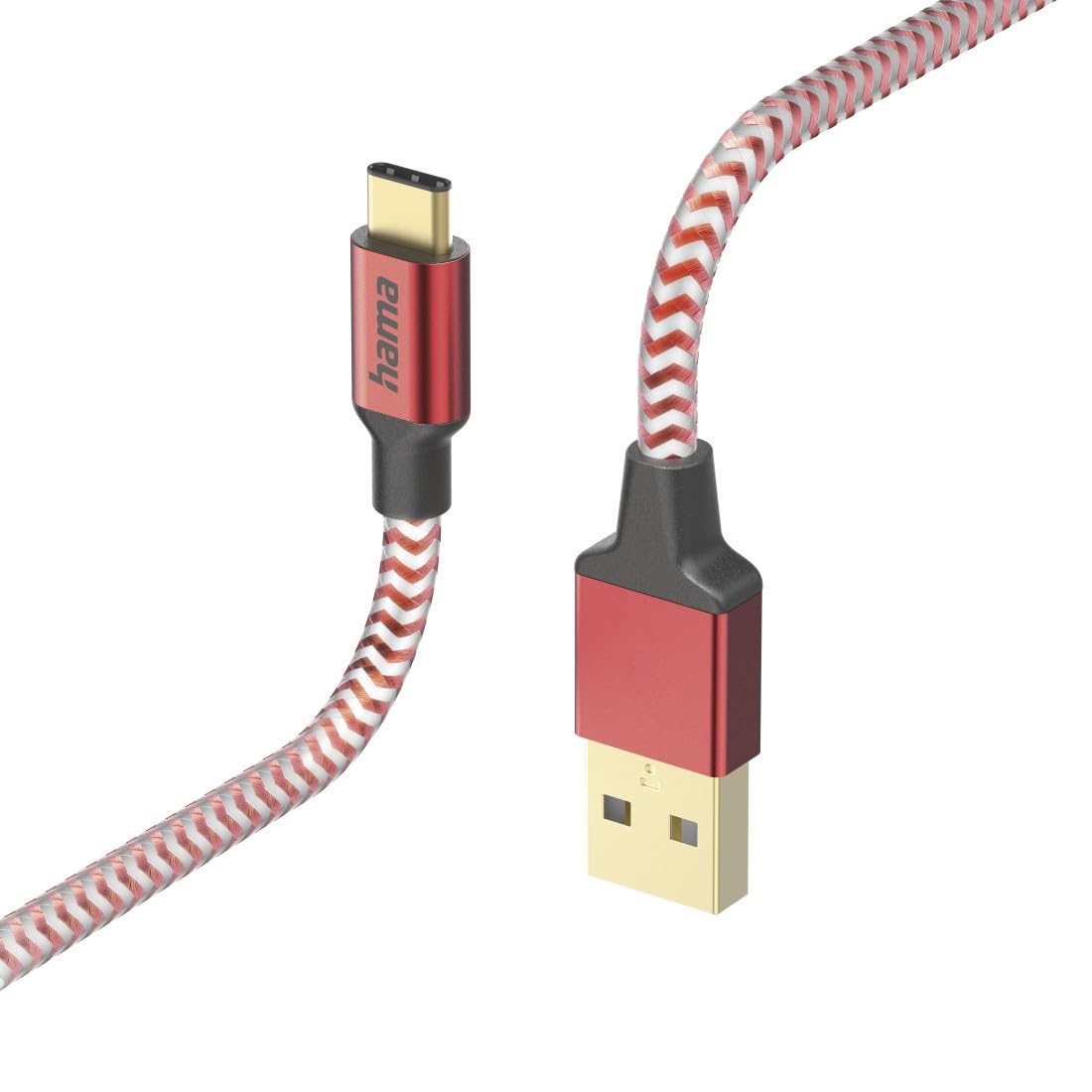 hama-reflective-usb-a-auf-usb-c-ladekabel-nylon-1-5-m-rot image 1