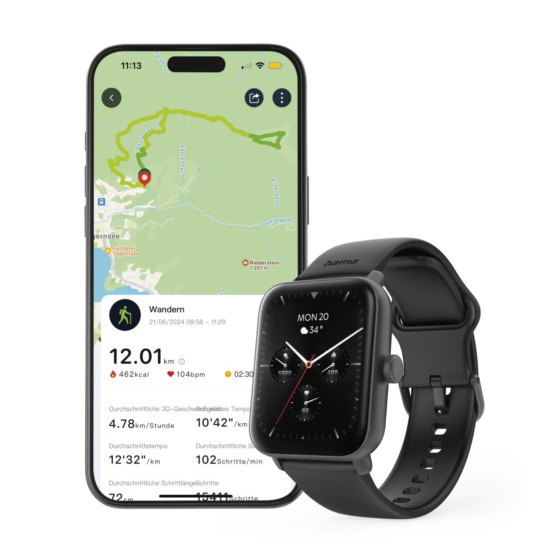 hama-smartwatch-6010-1-65-farbdisplay-telefonfunktion-gps-ip68-100-sportmodi-sch image 7