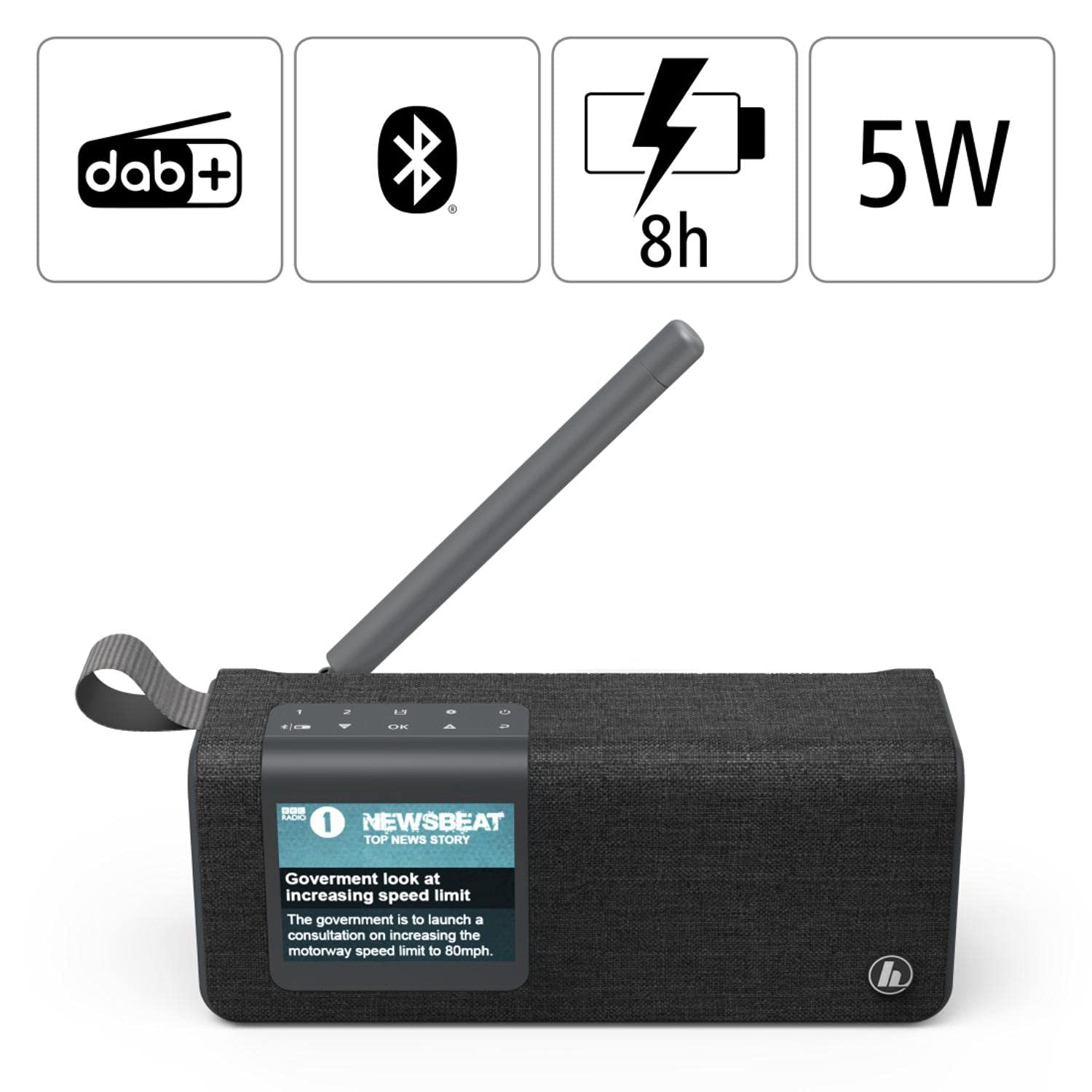 hama-digitalradio-dr200bt-tragbar-mit-bluetooth-dab-ukw-wiederaufladbar-schwarz image 2