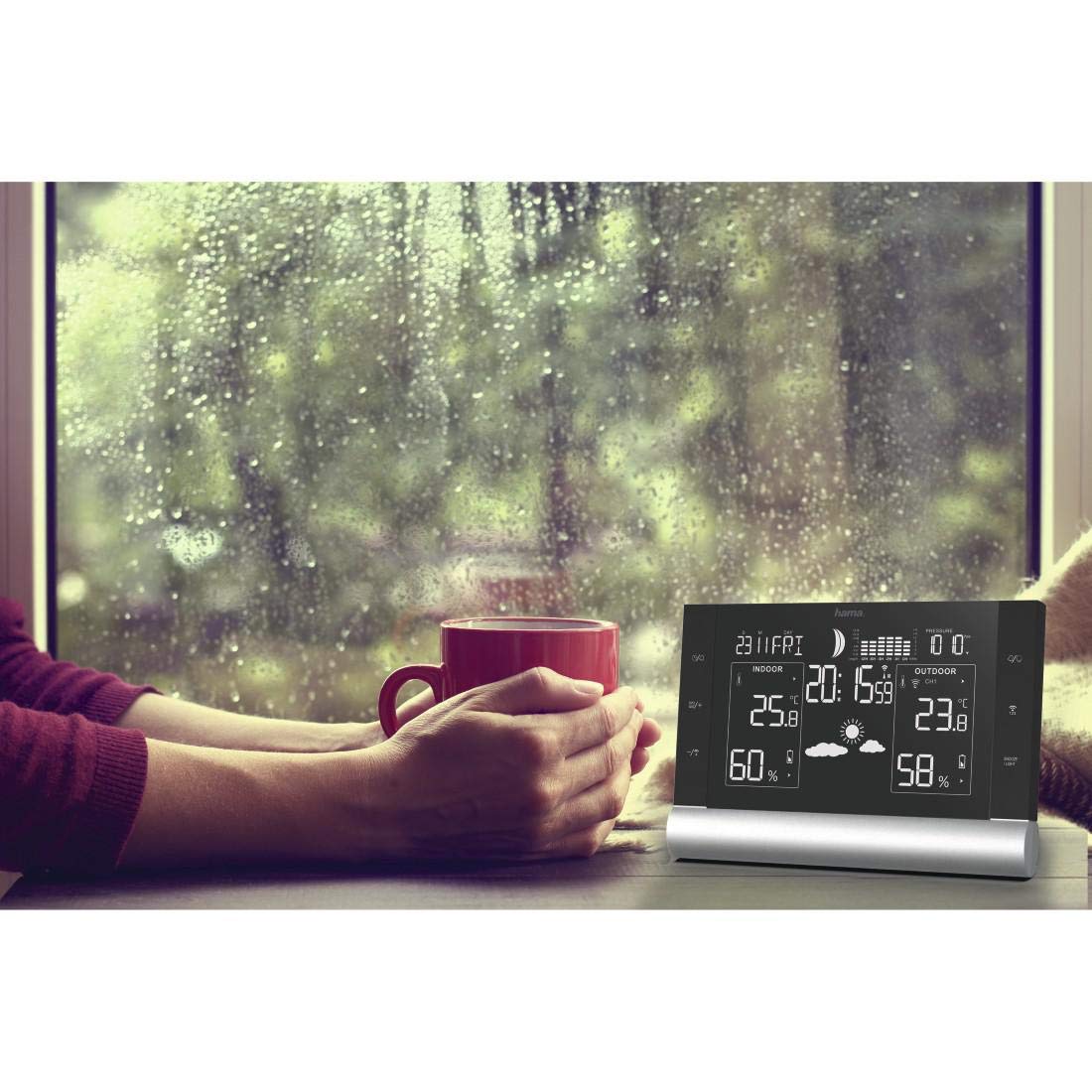 hama-funk-wetterstation-mit-au-ensensor-wettervorhersage-dcf-xxl-display-schwarz image 4