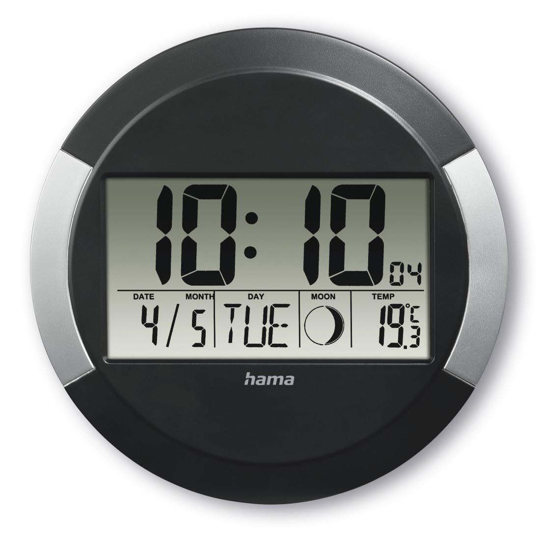 hama-dcf-funkwanduhr-pp-245-schwarz-24-5-cm-digital-mit-kalender-und-thermometer image 1