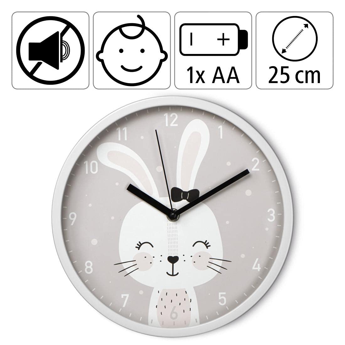 hama-kinder-wanduhr-lovely-bunny-ohne-ticken-25-cm-lernuhr-mit-hasen-motiv-f-rs- image 3
