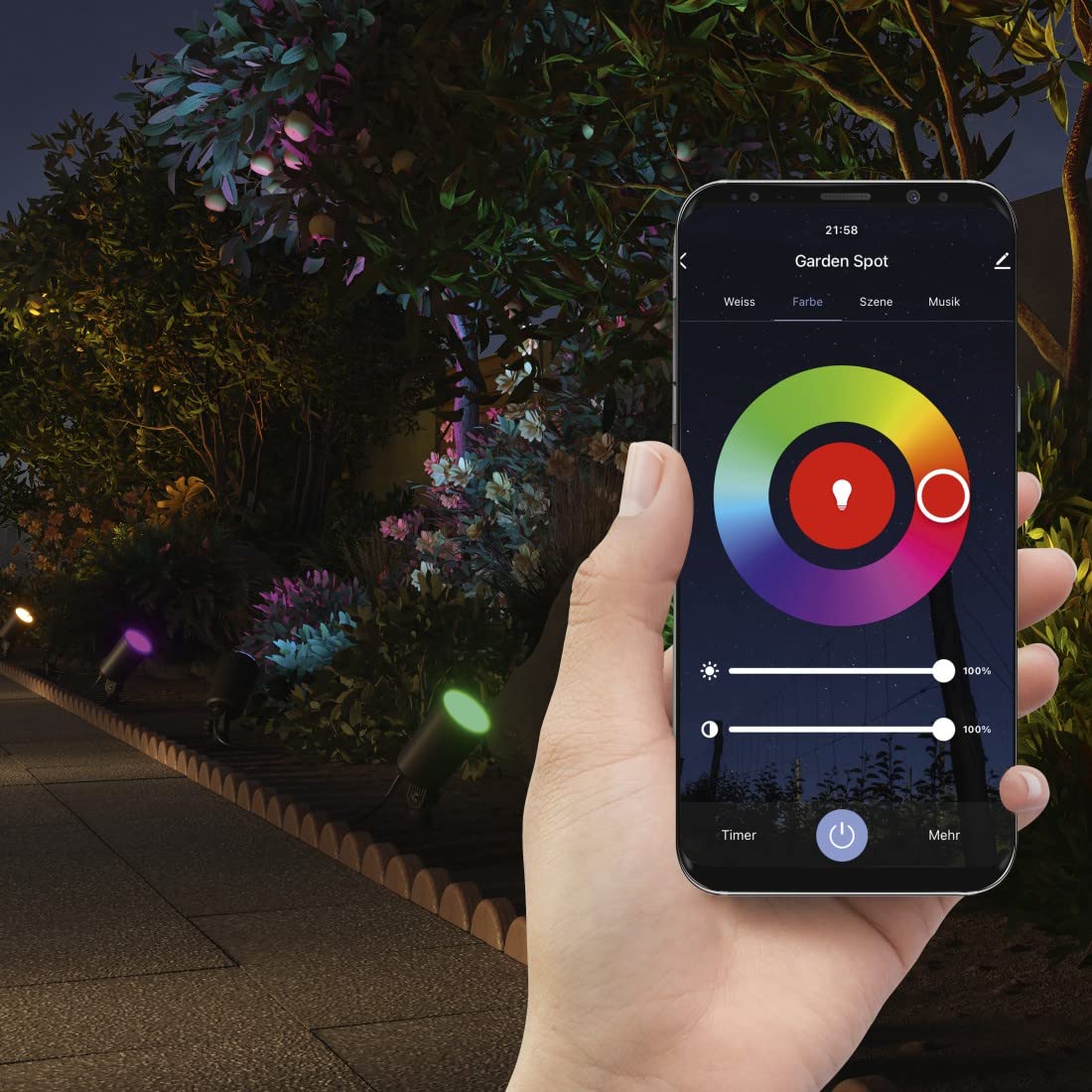 hama-smart-led-gartenstrahler-mit-erdspie-rgbw-app-sprachsteuerung-ip65-schwarz- image 7