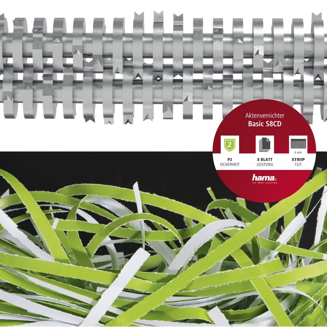 hama-basic-s8cd-aktenvernichter-streifenschnitt-8-blatt-cds-sicherheitsstufe-2-d image 7