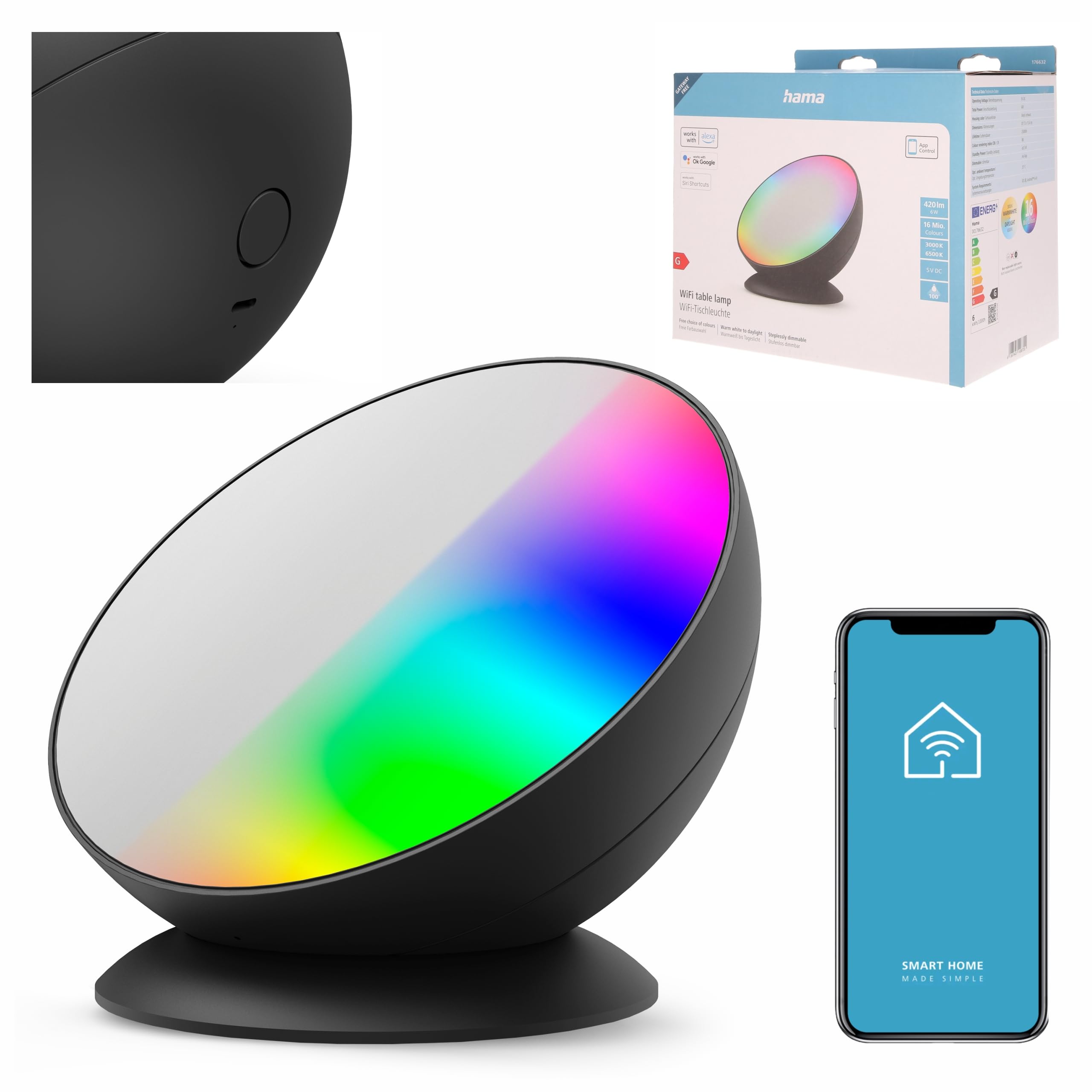 hama-smarthome-led-tischleuchte-6w-rgb-3000k-6500k-mit-app-alexa-google-assistan image 1