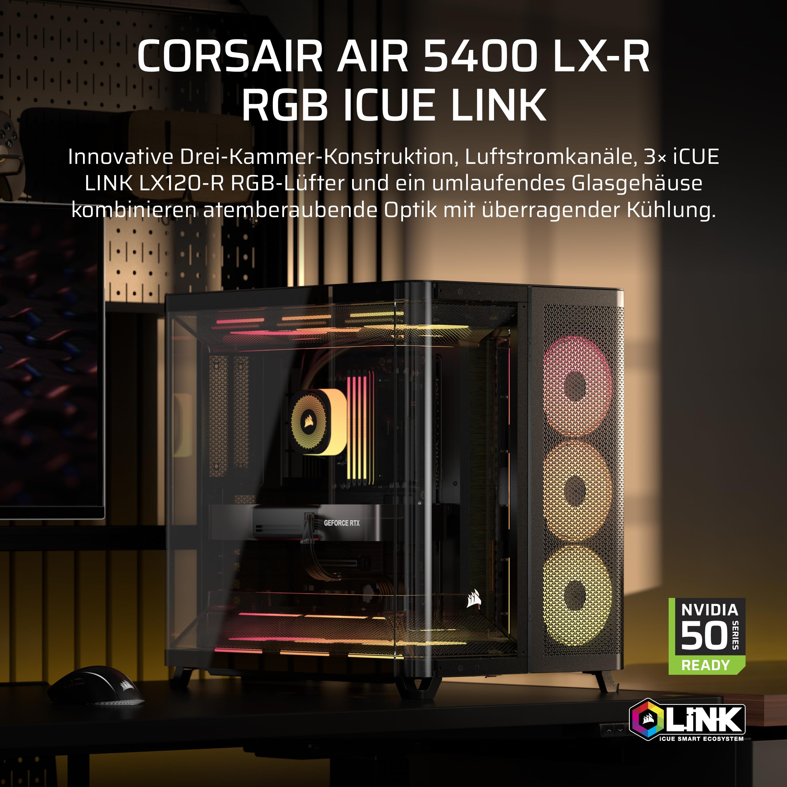 corsair-air-5400-lx-r-rgb-icue-link-mid-tower-pc-geh-use-schwarz-dreikammer-desi image 2