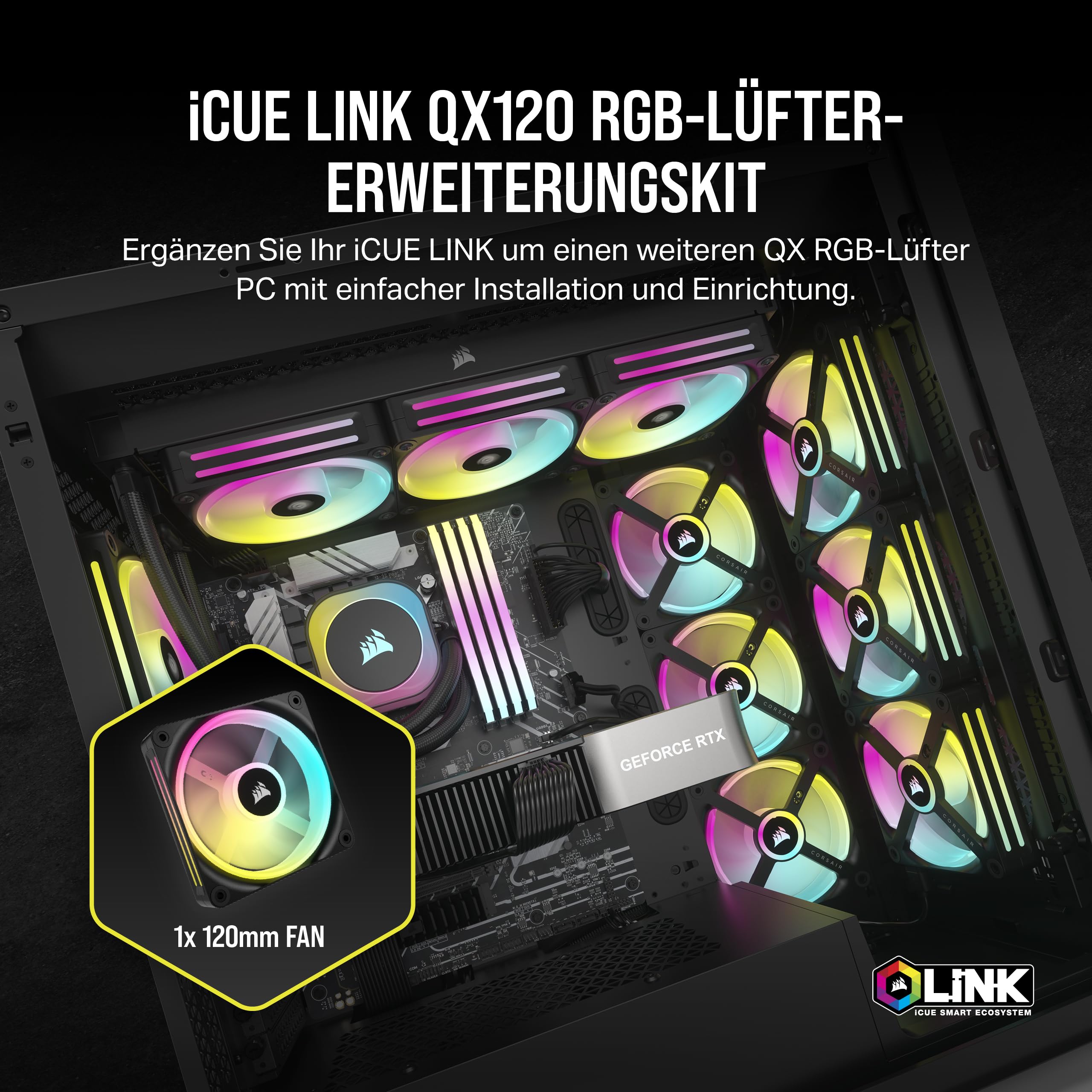 corsair-icue-link-qx120-rgb-120-mm-l-fter-mit-magnetic-dome-lager-schwarz-einzel image 2