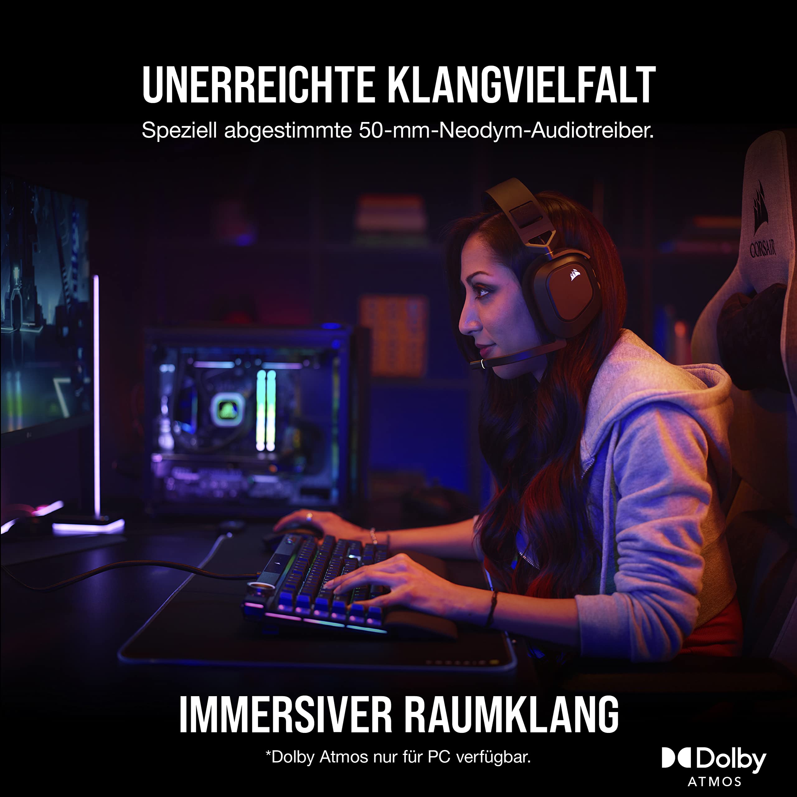 corsair-hs80-rgb-wireless-multiplattform-gaming-headset-carbon-dolby-atmos-50mm- image 4
