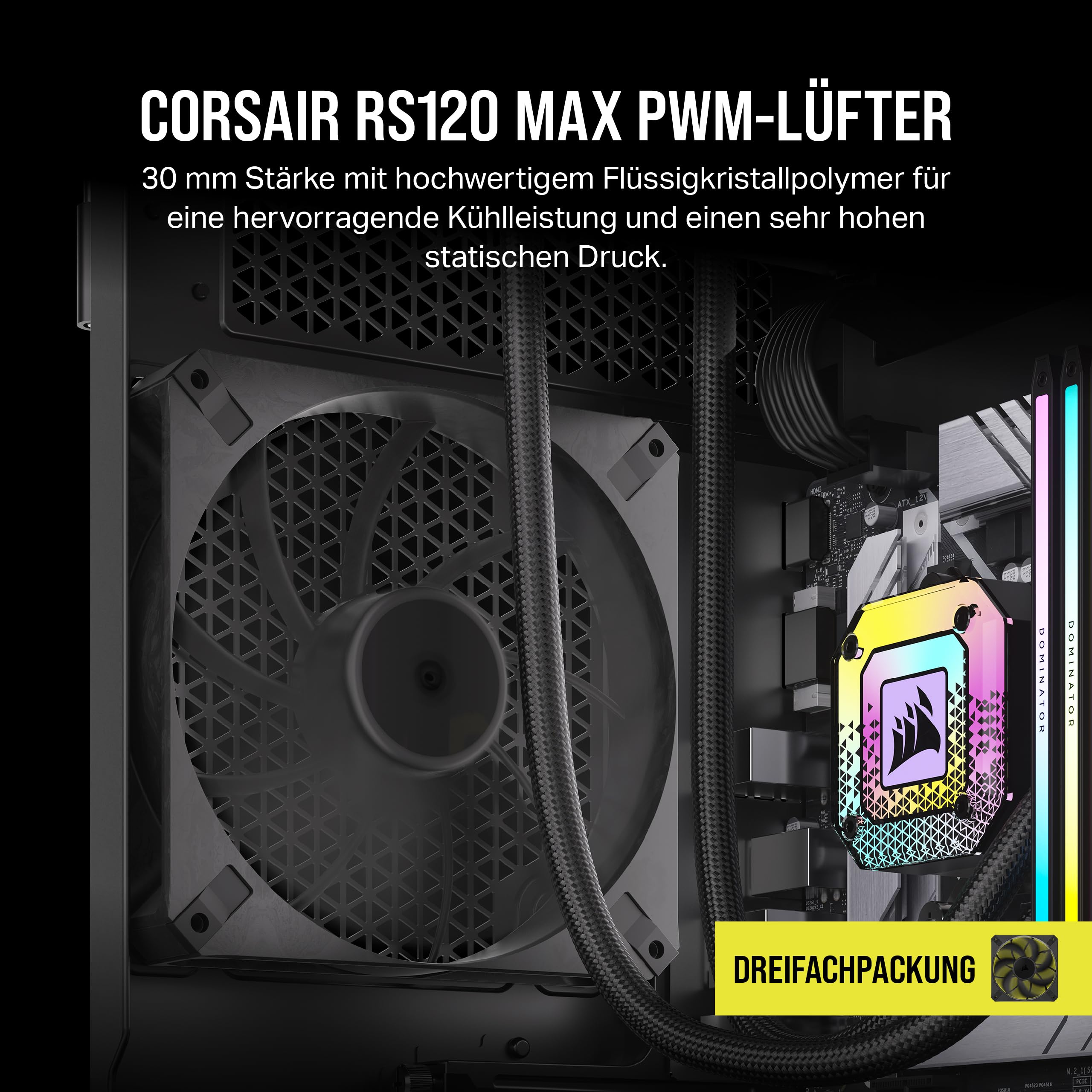 corsair-rs120-max-120-mm-pwm-l-fter-30-mm-dicke-hoher-statischer-druck-dreierpac image 2